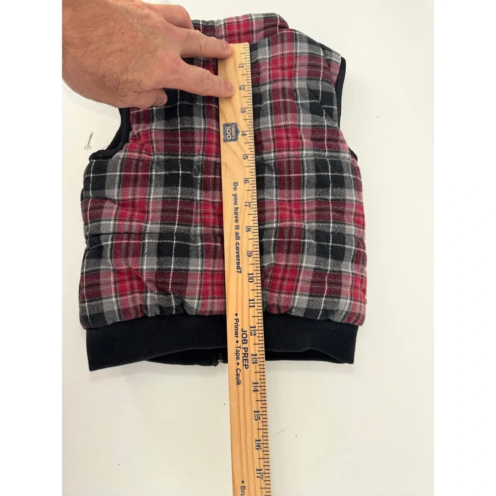 Kids Jordan Plaid Puffer Vest Red Black Gray 24M‎